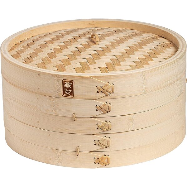 Joyce Chen 2-Tier Bamboo Steamer Baskets, 12"