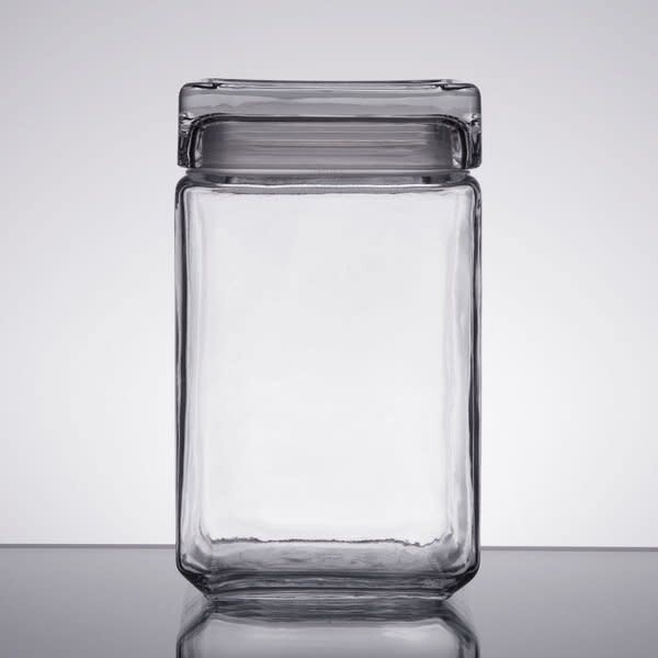 Anchor Hocking Stackable Square Jar w/ Glass Cover 1.5 qt.