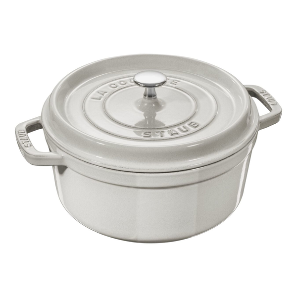 Staub Round Cast Iron Cocotte, 6.75 L - White Truffle