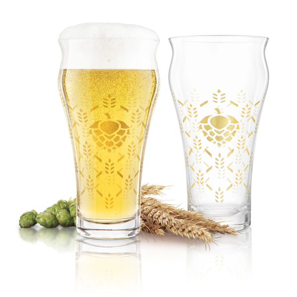 Final Touch Barley & Hops Brewhouse Beer Glass - Set of 4