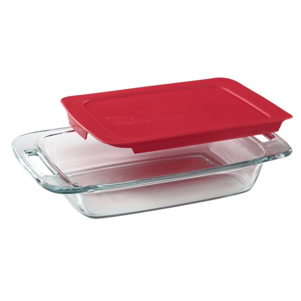 Plat rectangulaire 1,44 L avec couvercle rouge Simply Store de Pyrex -  Ares Accessoires de cuisine