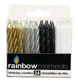 Rainbow Moments Chandelles 24/PK Etoile Argent, Or, Noir & Blanc  ( BD* )