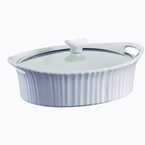 Corningware French White 2.5-Qt Oval Casserole with Glass Lid