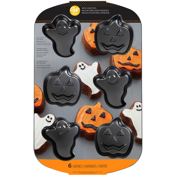 Wilton Halloween Ghost and Pumpkin Mini Cake Pan, 6-Cavity