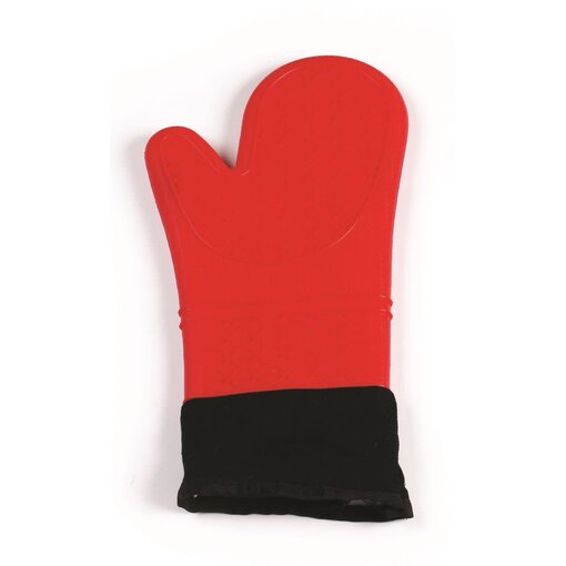 Cool Touch Silicone and cotton oven mitt 15" - Red