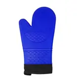 Cool Touch Silicone and cotton oven mitt 15" - Blue