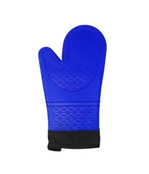 Cool Touch Silicone and cotton oven mitt 15" - Blue