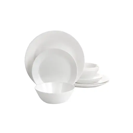 Gibson Home Gibson 12-Piece Ultra Courtyard Opal Glass Dinnerware