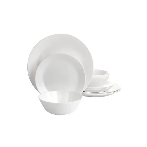 Gibson 12-Piece Ultra Courtyard Opal Glass Dinnerware