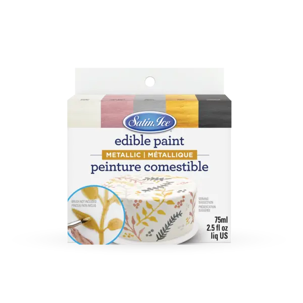 Satin Ice Metallic Edible Paint, 5 Count Kit