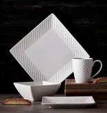 Ensemble de vaisselle en porcelaine carrée “Basketweave”, 16 morceaux de Trudeau