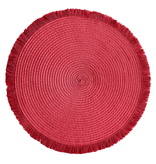 Safdie Round Placemat with Fringe - Red