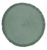 Safdie Round Placemat with Fringe - Sage Green