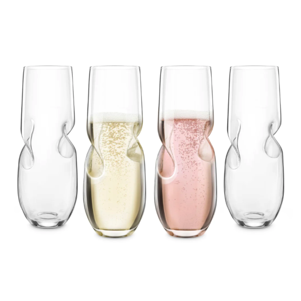Final Touch 'Bubbles' Champagne Stemless Glasses 300ml, Set of 4