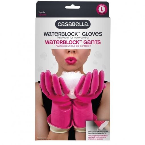 Casabella Casabella Pink Waterblock Latex Gloves, Large