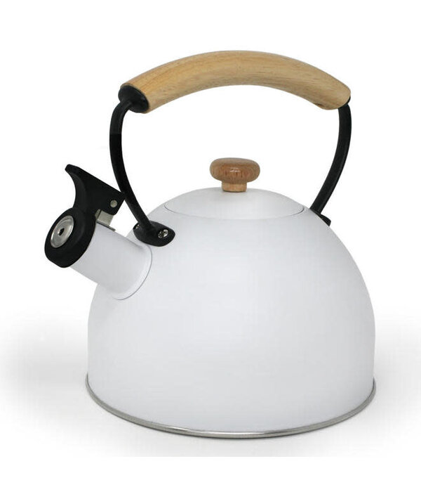 Café Culture White Stainless Steel Whistling Kettle, 2.5L