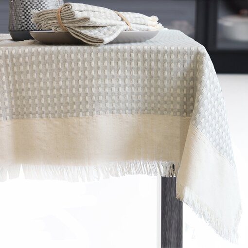 Harman Harman Bistro Series Waffle Fringe Table Cloth 60 X 90 Grey