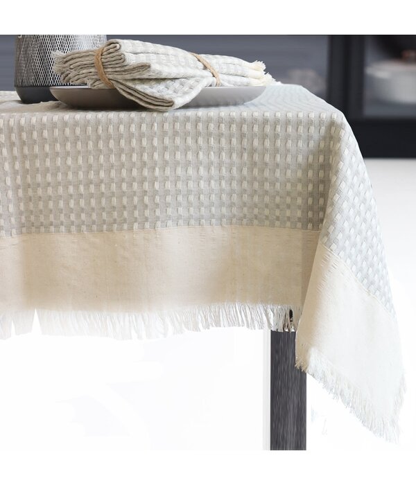 Harman Harman Bistro Series Waffle Fringe Table Cloth 60 X 90 Grey