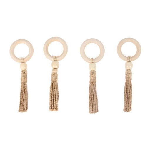 Harman Harman Tassel Napkin Ring Natural, Set of 4