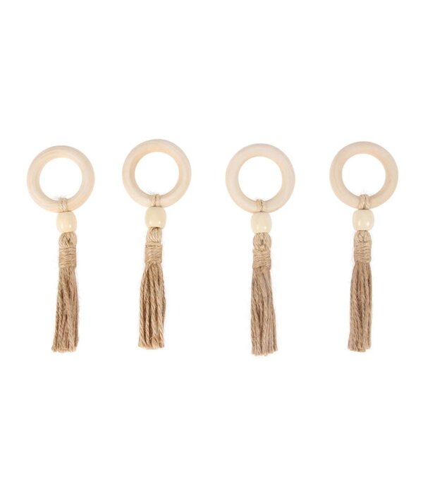 Harman Harman Tassel Napkin Ring Natural, Set of 4