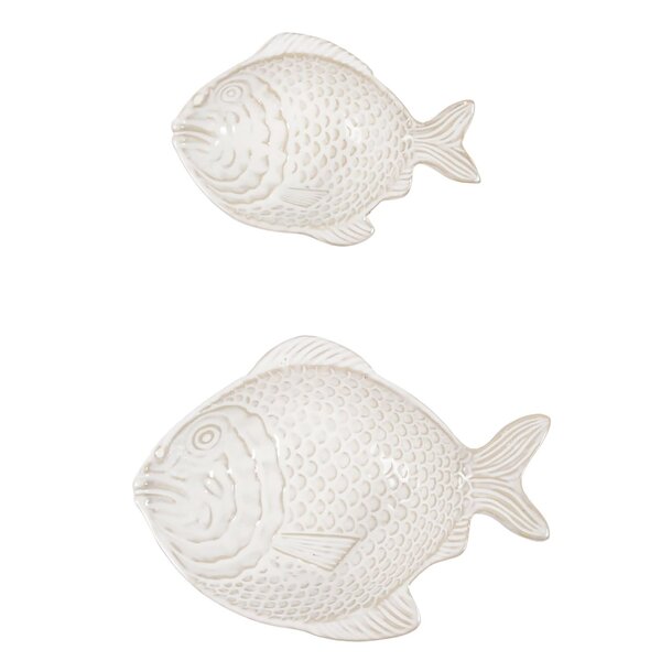 Harman Fish True Ocean White Stoneware Serving Bowl, 2 pieces
