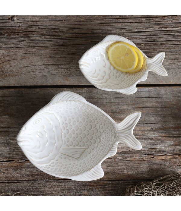 Harman Harman Fish True Ocean White Stoneware Serving Bowl, 2 pieces