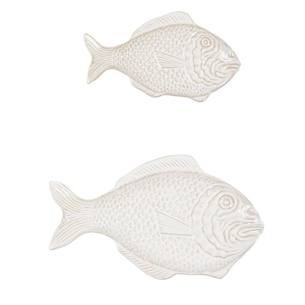 Harman Fish True Ocean White Stoneware Serving Plate, 2 pieces