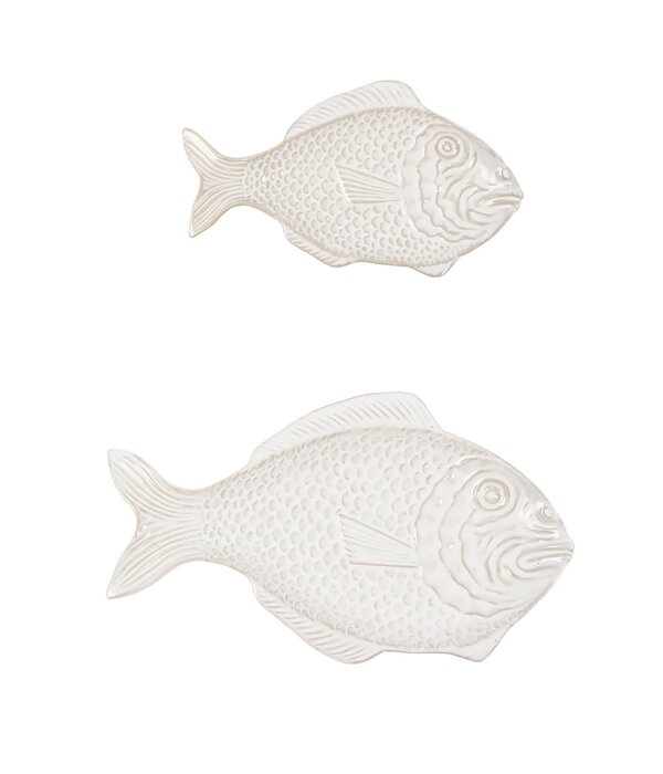 Harman Harman Fish True Ocean White Stoneware Serving Plate, 2 pieces