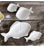 Harman Harman Fish True Ocean White Stoneware Serving Plate, 2 pieces
