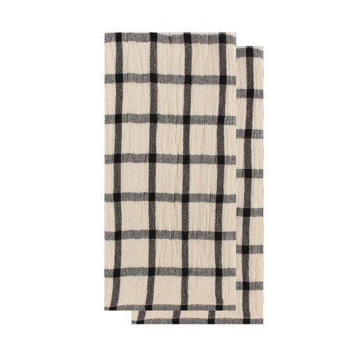 Harman Harman Checkered Kitchen towel, Black/Beige, set of 2