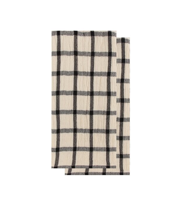 Harman Harman Checkered Kitchen towel, Black/Beige, set of 2
