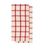 Harman Harman Checkered Kitchen towel, Red/Beige, set of 2
