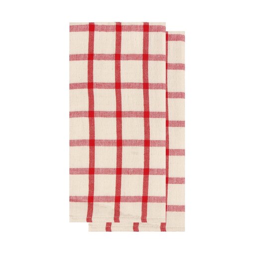 Harman Harman Checkered Kitchen towel, Red/Beige, set of 2