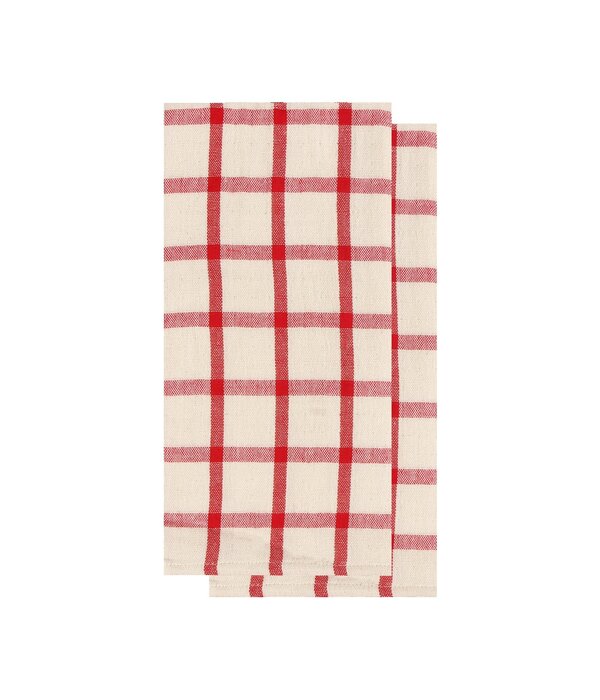 Harman Harman Checkered Kitchen towel, Red/Beige, set of 2