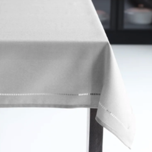 Harman Harman Hemstitch Table Cloth 70"R, Light Grey
