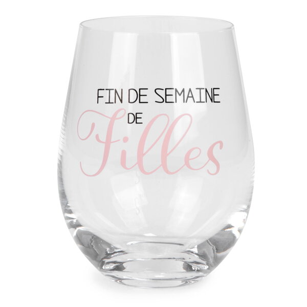 Verre à vin sans pied "Fin de semaine de filles"