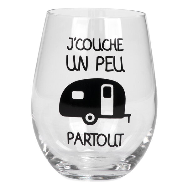 Verre à vin sans pied "J'couche un peu partout"