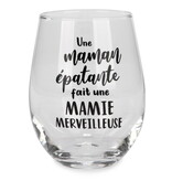 Stemless Wine Glass 'Une maman épatante fait une mamie merveilleuse'