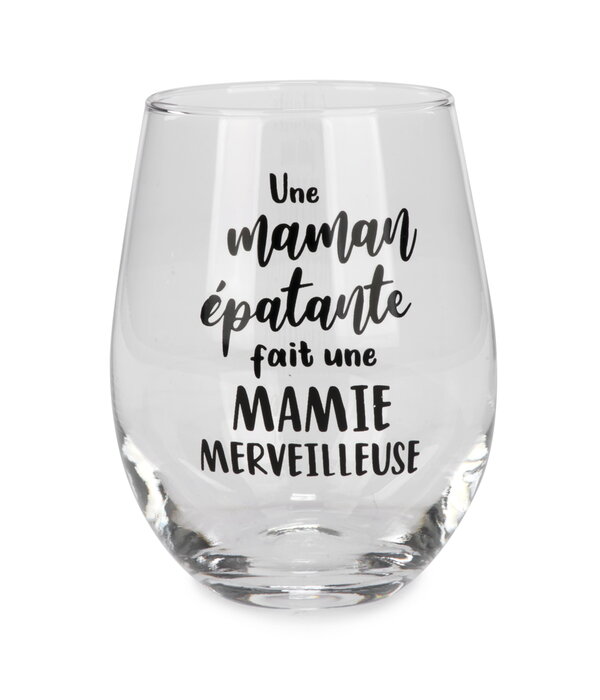 Stemless Wine Glass 'Une maman épatante fait une mamie merveilleuse'