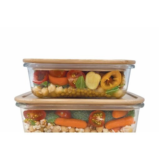 Set of 2 containers with bamboo lids