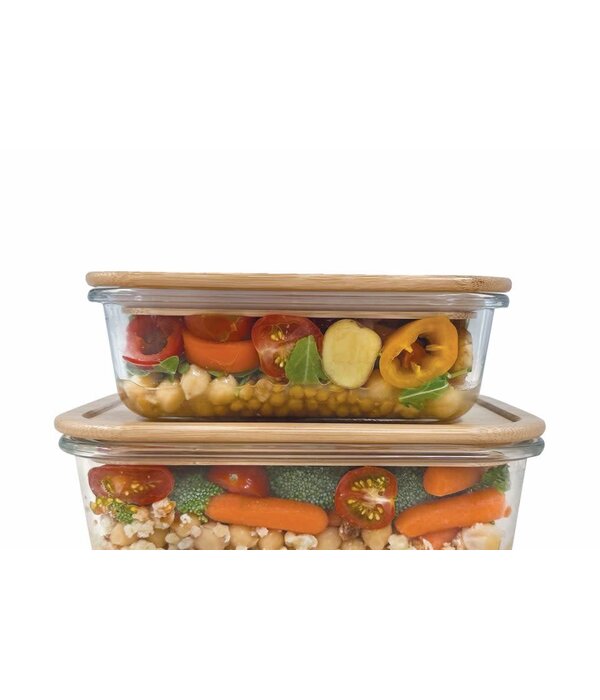 Set of 2 containers with bamboo lids