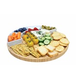 Large Round Wooden Serving Tray With Bowls