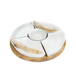Round Bamboo Tray with 4-Piece Ceramic Bowls