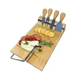 Cheese board with knives and slicing wire