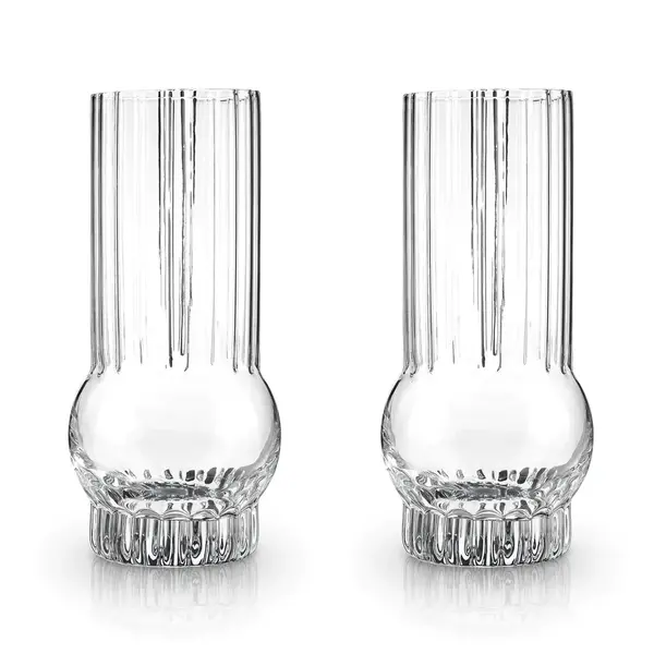 Viski "Art Deco" Crystal Highball Glasses, Set of 2