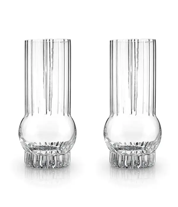 Viski Viski "Art Deco" Crystal Highball Glasses, Set of 2