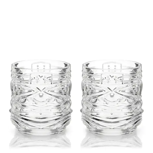 Viski Tiki Crystal Glasses 12oz, Set of 2
