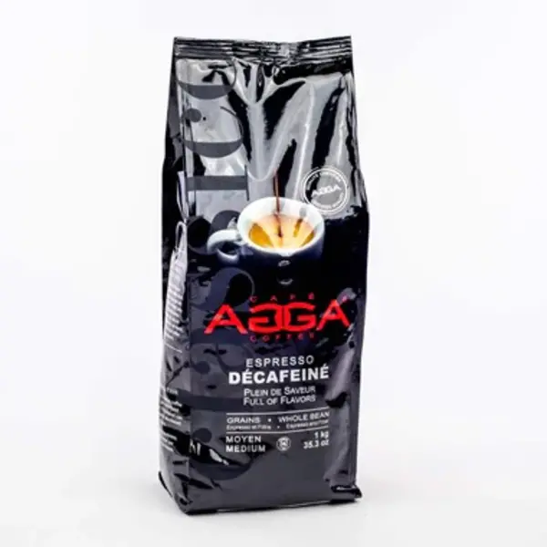 Agga Decaffeinated Espresso Whole Coffee Beans 1 kg