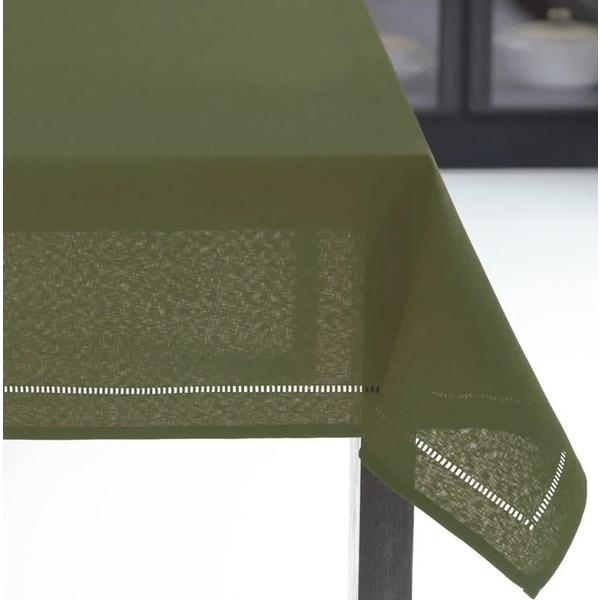 Harman Hemstitch Table Cloth 52x70, Olive Green