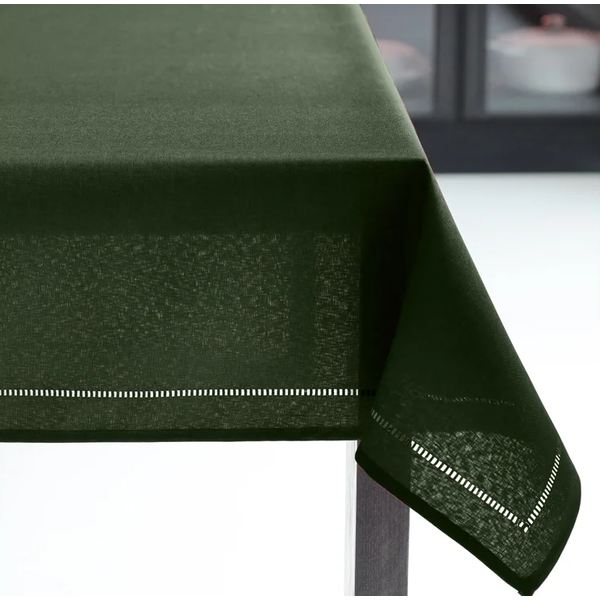 Harman Hemstitch Table Cloth 70"R, Forest Green